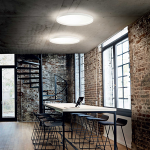 Modern Metal Circular Ceiling Light medium white in a dining room