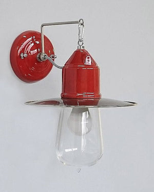 Italian Barn Style Shaded Wall Light Red 
