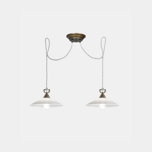 Italian Brass & Glass Two Light Pendant | Lighting Collective