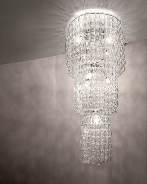 Italian Chain Link Glass Tiered Ceiling Light - Lighting Collective
