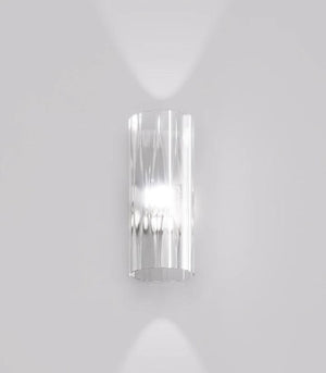 Italian Cylindrical Glass Wall Light | Clear Rhombus | Matte Black | 140mm | Lighting Collective