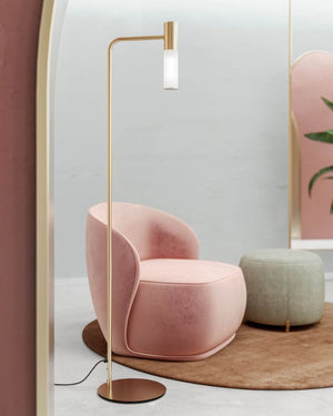 Italian Made Brass and Glass Floor Lamp in a white and pink changing room