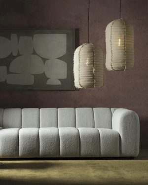 Japanese Oblong Linen Pendant Light Living Area