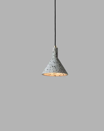 White Terrazzo pendant light on a grey background