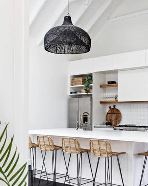 Large Rattan Bulb Pendant - Lighting Collective