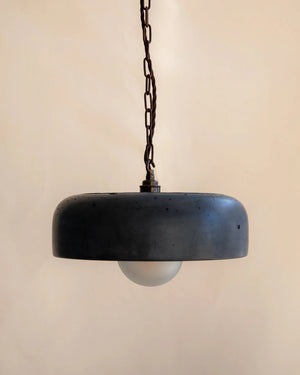 Large Wide Bowl Concrete Pendant Charcoal
