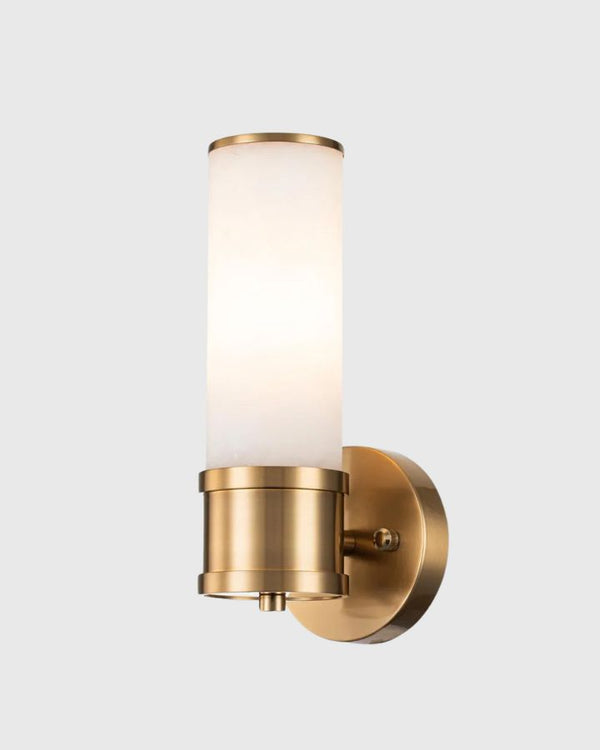 Alabaster and Brass Cylindrical Wall Light