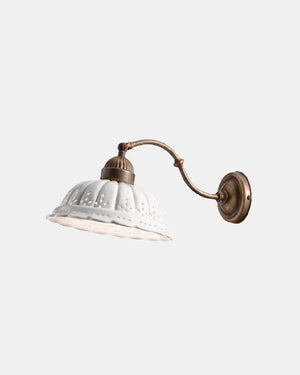 Antique Brass & Ceramic Curved Wall Light | Curve 2