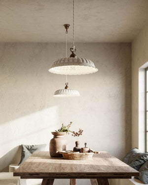 Antique Brass & Ceramic Pendant