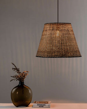 Black and Natural Rattan Pendant Light | Lighting Collective