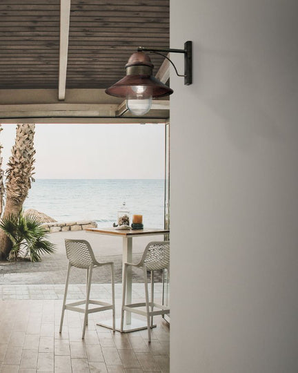 Brass and Copper Exterior Wall Light