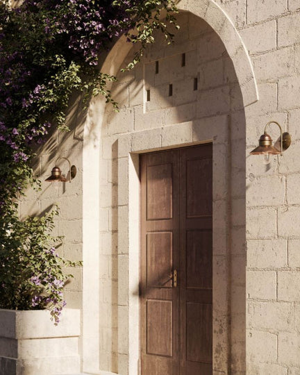 Brass and Copper Exterior Wall Light