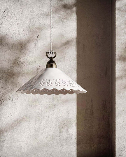 Brass & White Ceramic Traditional Pendant Light