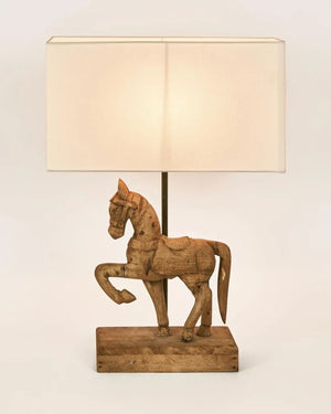 Carved Wooden Horse Lamp | Small | Lighting Collective