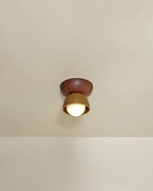 Ceramic Bowl Ceiling Light | Terra | Chartreuse | Walnut | Lighting Collective