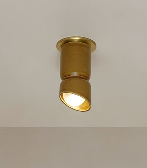 Ceramic Cylindrical Ceiling Light | Terra | Chartreuse | With Base | Lighting Collective