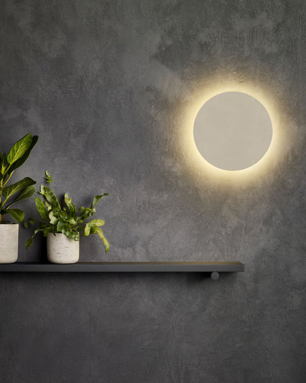 Concrete Minimal Lunar Round LED Wall Light