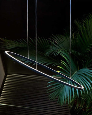 Contemporary Oval Up or Down LED Pendant Light | Ellisse | Black | Medium | Up