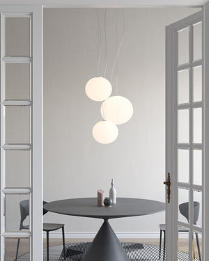 Contemporary Ringed Sphere Glass Pendant | Lighting Collective