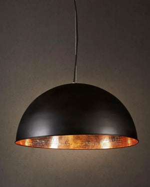 Copper & Silver Dome Pendant | Black & Copper | Lighting Collective