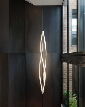 Curved Feature Linear Pendant | In the Wind | Vertical | White