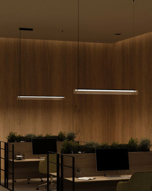 Curved Glass Linear Pendant | Iron | Clear