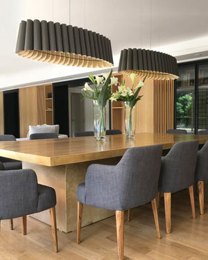 Curved Timber Oval Pendant | Ebony | Extra Large