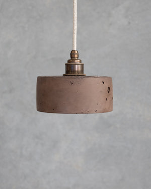 Cylindrical Concrete Pendant Light | Cocoa | Bronze | White Braided | Lighting Collective