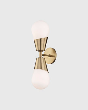 Double Minimalist Orb Wall Light | Brass