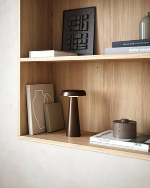 Elegant Metal Portable Table Lamp | Burnished Brown