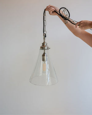 Evoking Industrial Glass Pendant | Antique Silver | Lighting Collective