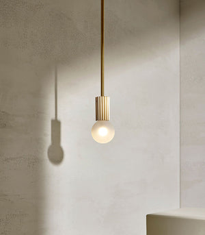 Fluted Brass Suspended Pendant | Attalos | Small | Lighting Collective