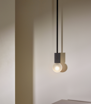 Fluted Brushed Black Suspended Pendant | Attalos | Small | Lighting Collective