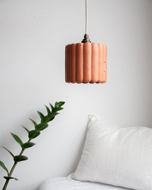 Large Fluted Concrete Pendant Light | Terracotta | Lighting Collective