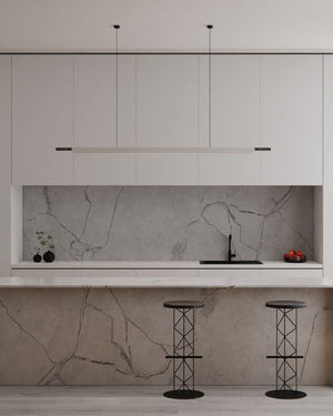 Formation Anodised Metal Linear Pendant | Brushed Silver | Nero Marquina | Lighting Collective