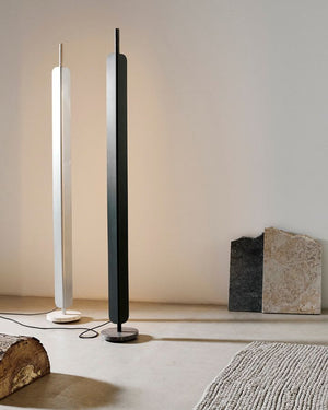 Formation Floor Lamp | Deep Sea & Brushed Silver | Hermes Grey & Unfilled Travertine | Lighting Collective