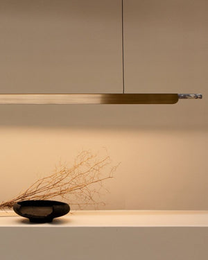 Formation Luxury Linear Pendant | Aged Brass | Calacatta Viola | Lighting Collective