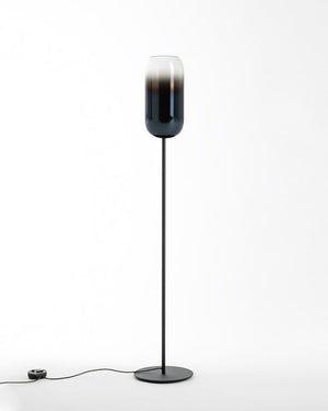 Glass Oblong Floor Lamp | Gople | Blue Glass | Black Base