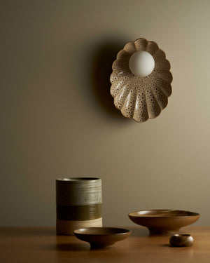 Handmade Ceramic Oyster Wall Sconce | White Ochre | Lighting Collective