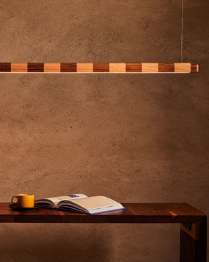 Handmade Stripy Linear Pendant | Kich | Victorian Ash / Red Gum | Lighting Collective