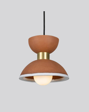 Handmade Terracotta Dome Pendant | Satin Brass | Lighting Collective