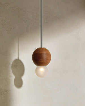 Handmade Timber Sphere Rod Pendant | Nickel | Lighting Collective