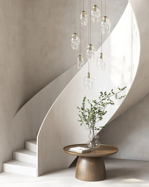 Indented Mouth Blown Glass Pendant Light | Clear Brass Insitu | Lighting Collective