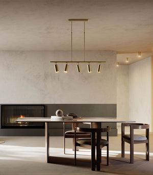 Industrial Adjustable Linear Pendant | Natural Brass | Lighting Collective