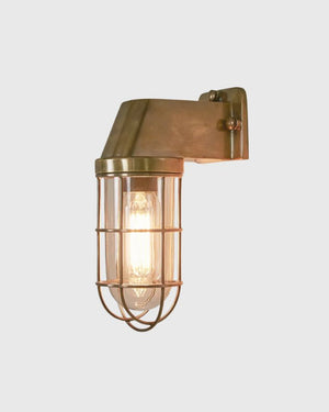 Industrial Caged Wall Light | Brass | Lighting Collective