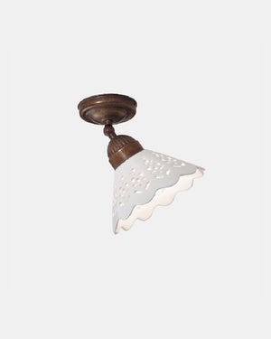 Italian Adjustable Brass and Ceramic Ceiling Light | Small