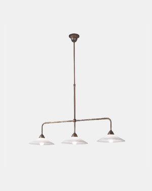 Italian Brass & Glass Linear Pendant Light | Tabia | 3 Light