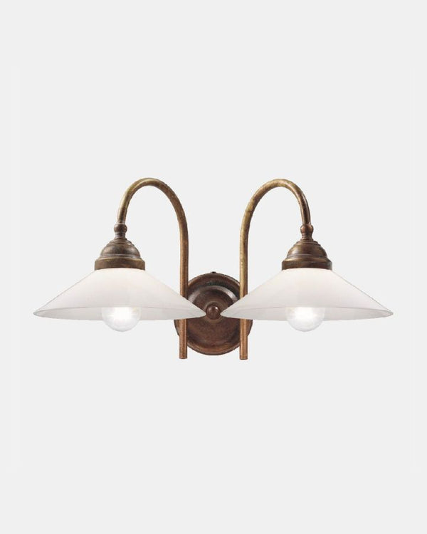 Italian Brass & Glass Two Light Wall Light
