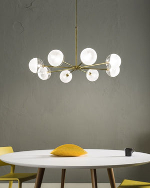Italian Eight Light Brass Pendant Light