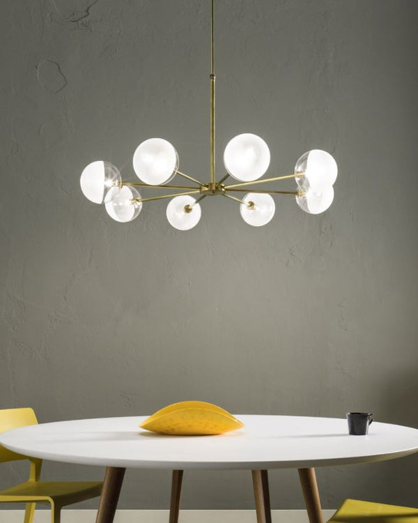 Italian Eight Light Brass Pendant Light